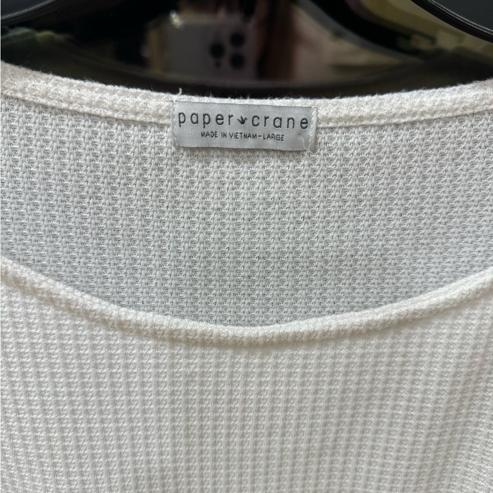Paper Crane Thermal Waffle White Top - Picture 7 of 10